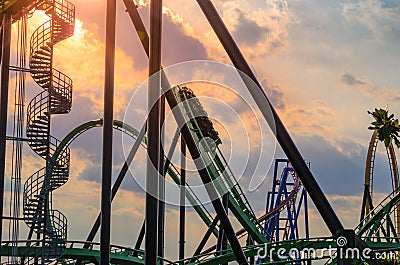 Green Lantern roller coaster located at Six Flags Great Adventure in Jackson Township, New Jersey, USA Editorial Stock Photo