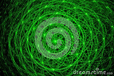 Green laser beams Stock Photo