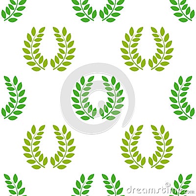 Green laurel wreaths seamless pattern Vector Illustration