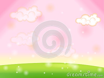 Green lawn and sky pink Stock Photo