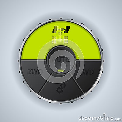 Green lcd display 4x4 settings gauge Vector Illustration