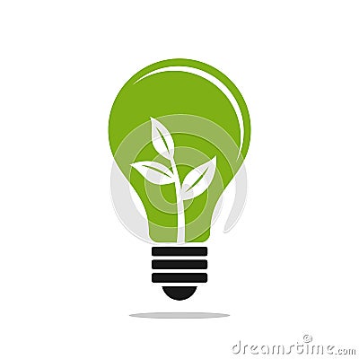 Green leaf bulb Vector Illustration logo template Illustration Design. Vector EPS 10 Vector Illustration