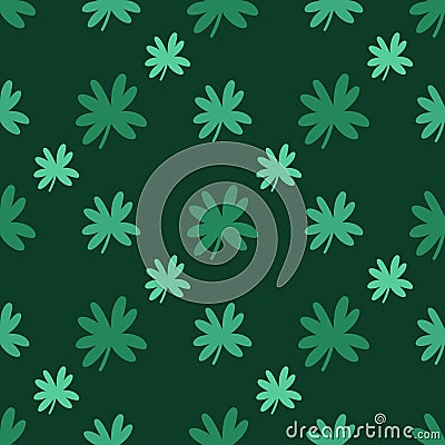 Green leaf clover seamless vector pattern. Quatrefoil for good luck, plaid ornament. Bright festive plant, symbol of Vector Illustration