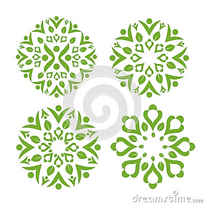 Green leaf decorating with healthy swash symbol Vector Illustration