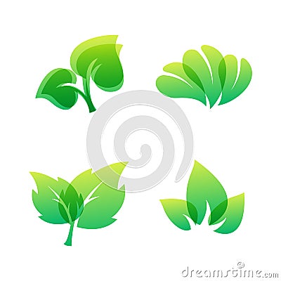 Green leaf eco design friendly nature elegance symbol and natural element ecology organic vector illustration. Vector Illustration