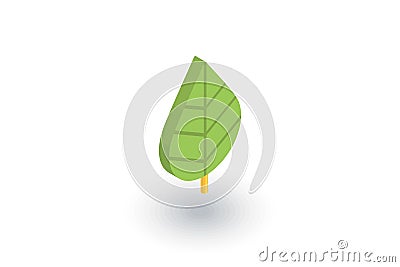 Green leaf, eco isometric flat icon. 3d vector Vector Illustration