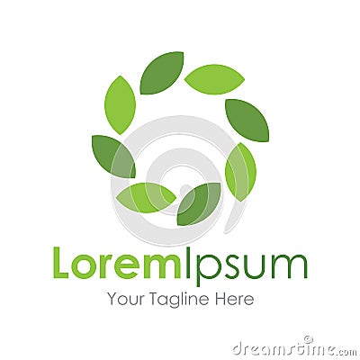 Green leaf eco nature circle concept elements icon logo Stock Photo