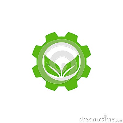 Green leaf gear logo designs concept Vector Illustration