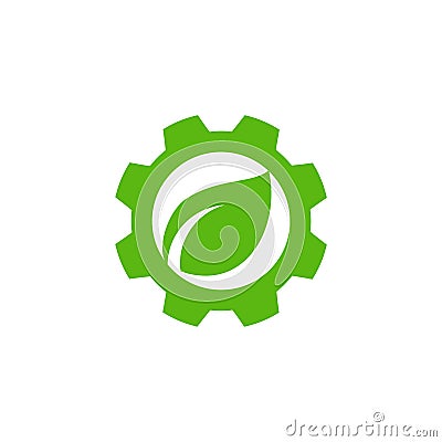 Green leaf gear logo designs concept Stock Photo