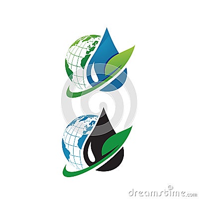 green leaf global globe logo design vector illustrations Vector Illustration