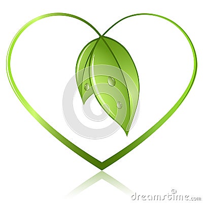 Green leaf heart Vector Illustration