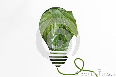 green leaf light bulb. Clean green energy Stock Photo