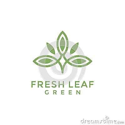 Green leaf logo illustration, silhouette leaf symbol logo Vector Illustration