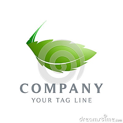 Green leaf logo template that is falling Vector Illustration