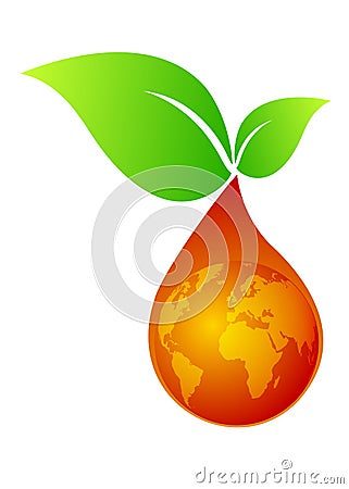 Green leaf with oildrop Vector Illustration