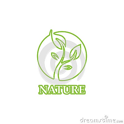 Green leaf outline ecology nature element logo Vector Illustration