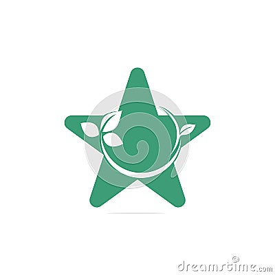 Green leaf star shape concept vector logo design. Vector Illustration