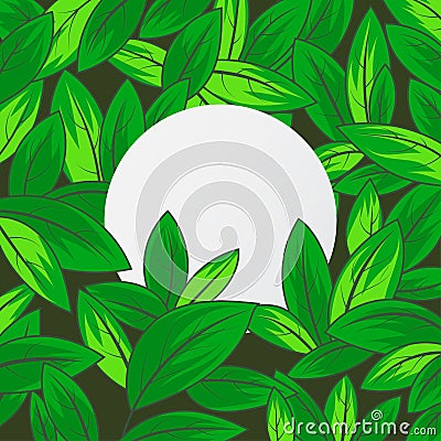 Green leaf texture scene with white paper Vector Illustration