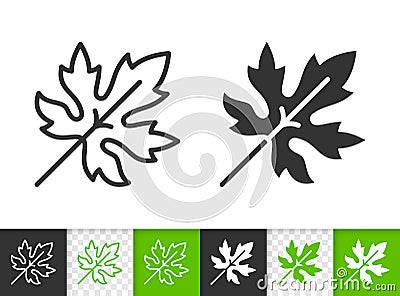 Green leaf of tree simple black line vector icon Vector Illustration