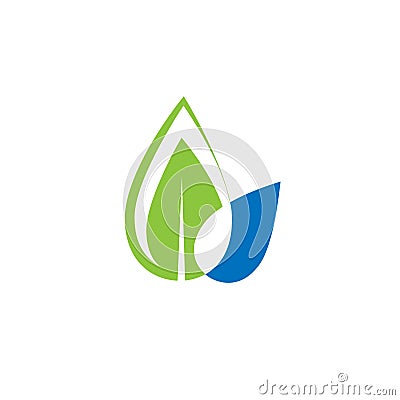 Green leaf and water drop, eco symbol, icon, logo Vector Illustration