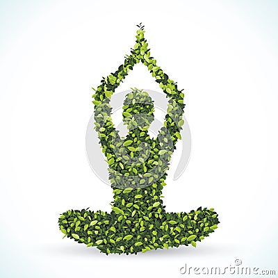 Green leaf yoga lotus position. Vector illustration Vector Illustration