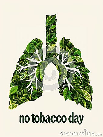 Green Leafy Lungs With the Words No Tobacco Day Stock Photo