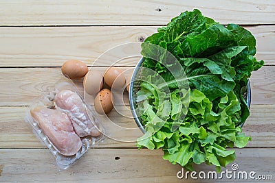 Green leafy vegetables with eggs Stock Photo