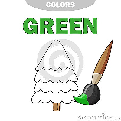 Green. Learn the color.Illustration of primary colors. Vector tree Vector Illustration