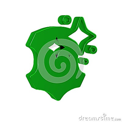 Green Leather icon isolated on transparent background. Stock Photo