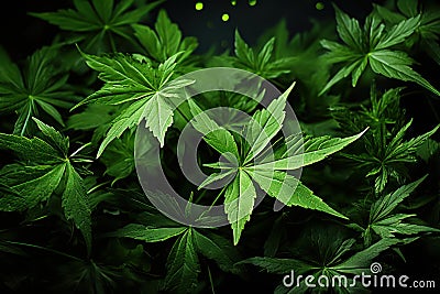 Green leaves arranged in a starry constellation, environmental concept, Generative AI Stock Photo