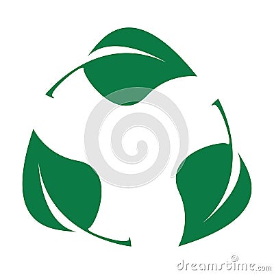 Green leaves. Bio recyclable plastic icon. Biodegradable logo Vector Illustration