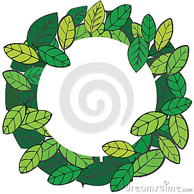 Green leaves frame with copy space in the middle, vector illustration of natural mock up template Vector Illustration