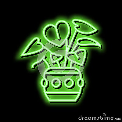 green leaves house plant neon glow icon illustration Vector Illustration