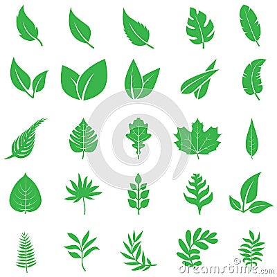 Green leaves icon vector set. botany illustration sign collection. ecology symbol. eco sign. Vector Illustration