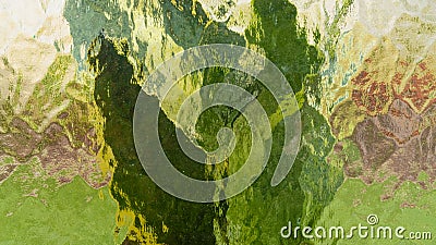 Green leaves of a sansevieria plant on a light background. View through a beveled glass with texture. Stock Photo