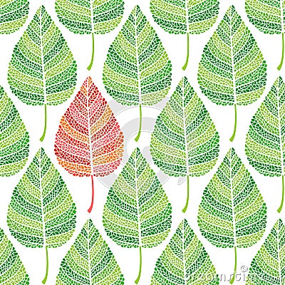 Green leaves seamless pattern Vector Illustration