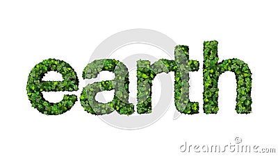 Green leaves spell the word Earth Stock Photo