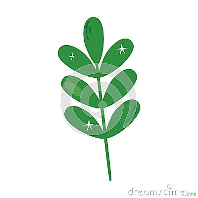 green leaves stem Vector Illustration