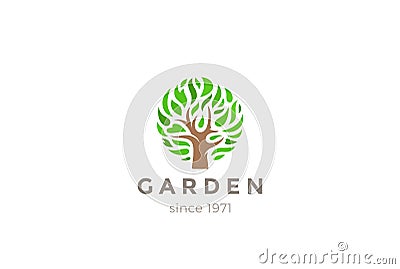 Green Leaves Tree Logo design vector. Vector Illustration