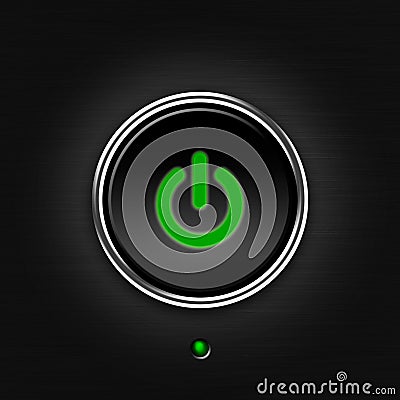 Green LED power button Stock Photo