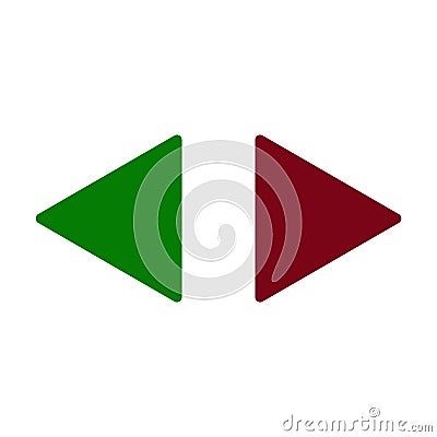 Green left and Red right arrows icon. Arrows symbol Stock Photo