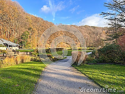 Green leisure park Bois des Reves with lake in Belgium Stock Photo