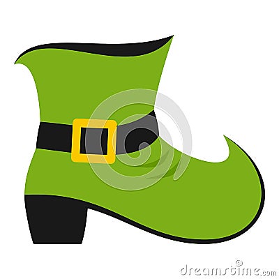 Green Leprechaun Shoe Flat Icon on White Vector Illustration