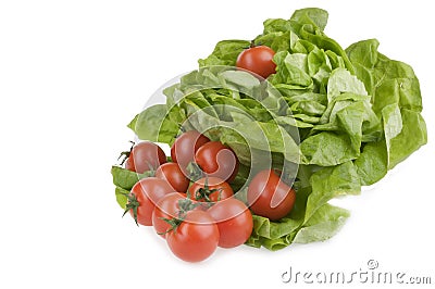 Green lettuse salad and tomato fresh food Stock Photo