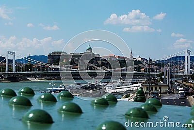 The green Liberty bridge in Budapest and the Danube river Editorial Stock Photo