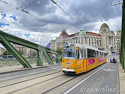 Green Liberty bridge, Budapest, Hungary Editorial Stock Photo