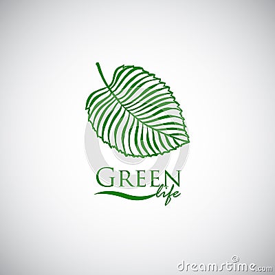 Green life doodle leaf like logo icon Stock Photo