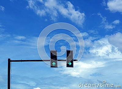 Green light signal on intersection road in Thailand, Go ahead co Stock Photo