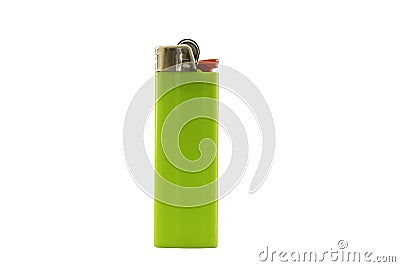 Green lighter isolated on white background, with clipping path. Stock Photo