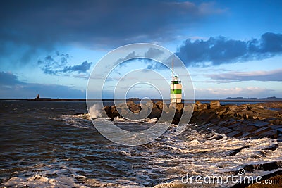 Lighthouse on North sea, Ijmuiden Stock Photo